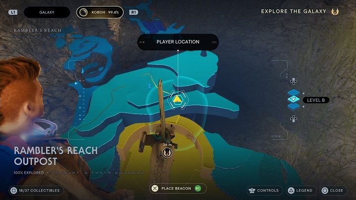 Again to the right, though this time a level below, there's another plant - Jedi Survivor: Ramblers Reach Outpost - list of secrets (part 1) - Koboh - Star Wars Jedi Survivor guide