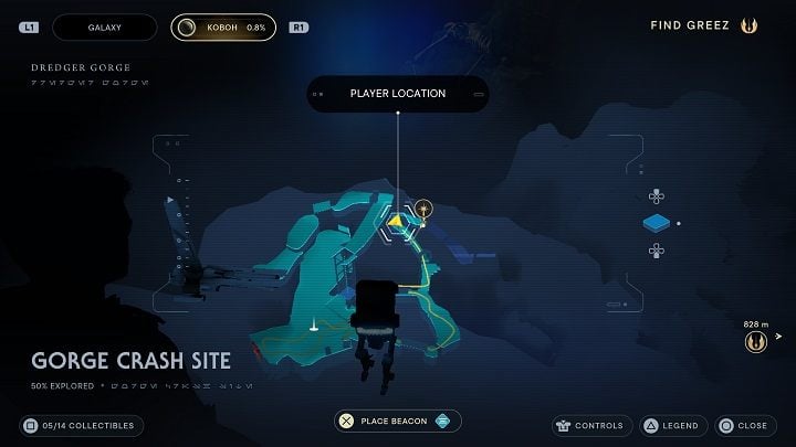 Along the path through the dark tunnel, you'll encounter Databank #3 - Jedi Survivor: Gorge Crash Site - list of secrets - Koboh - Star Wars Jedi Survivor guide