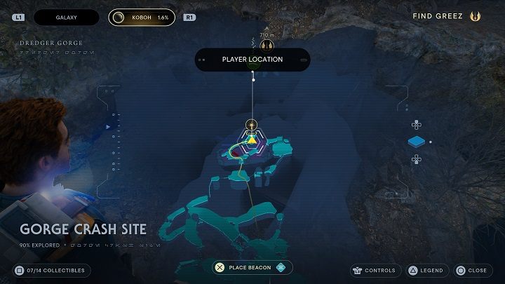 A little further away from the pit droid, on a stone shelf among trees and bushes (there is also a blue tarp nearby) you'll find Chest #2 - Jedi Survivor: Gorge Crash Site - list of secrets - Koboh - Star Wars Jedi Survivor guide