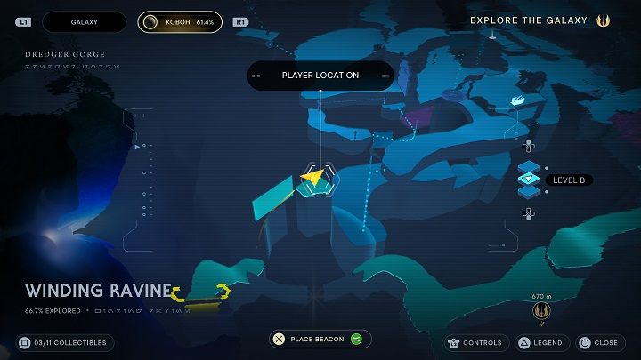 After collecting the aforementioned secrets, you can go back to the fork and go right - Jedi Survivor: Winding Ravine - list of secrets - Koboh - Star Wars Jedi Survivor guide