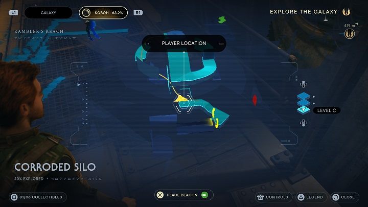 Head down until you encounter a Battle Droid - Jedi Survivor: Corroded Silo - secrets - Koboh - Star Wars Jedi Survivor guide