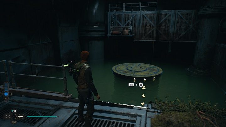 After emerging on the other side, use the vines and then use Lift to raise a platform - Jedi Survivor: Flooded Bunker - secrets - Koboh - Star Wars Jedi Survivor guide