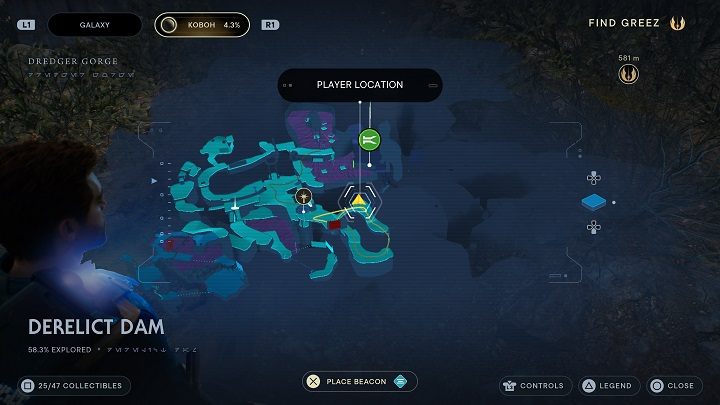 Almost exactly in the same place as in the previous subsection is a plant - Jedi Survivor: Derelict Dam - list of secrets, part 2 - Koboh - Star Wars Jedi Survivor guide