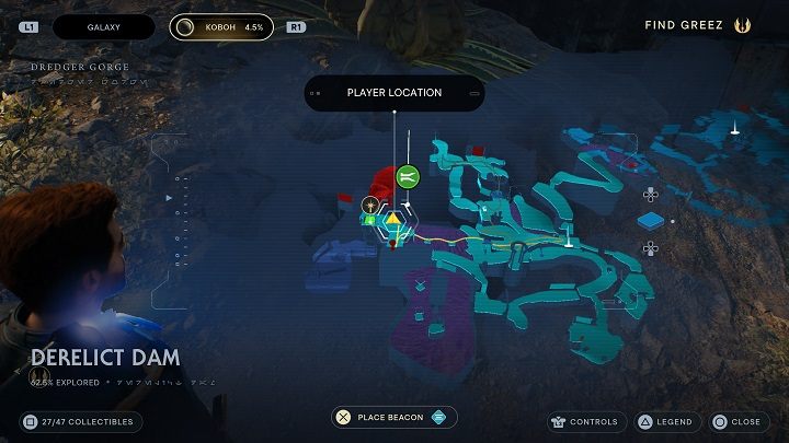 After the scene involving the great Trontoshell, you will find a plant from which you can get the fire pineapple seeds - Jedi Survivor: Derelict Dam - list of secrets, part 2 - Koboh - Star Wars Jedi Survivor guide