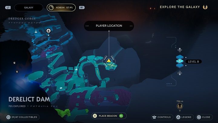 The chest is where the door is, behind which is Vashtan Wolfe - Jedi Survivor: Derelict Dam - list of secrets, part 2 - Koboh - Star Wars Jedi Survivor guide