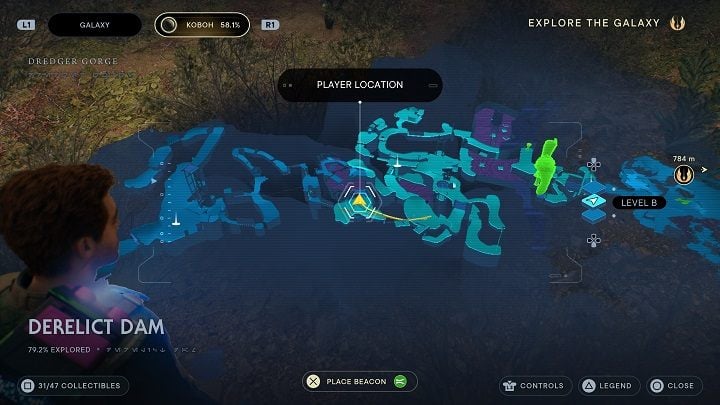 Once you are at the top head to the right - Jedi Survivor: Derelict Dam - list of secrets, part 2 - Koboh - Star Wars Jedi Survivor guide