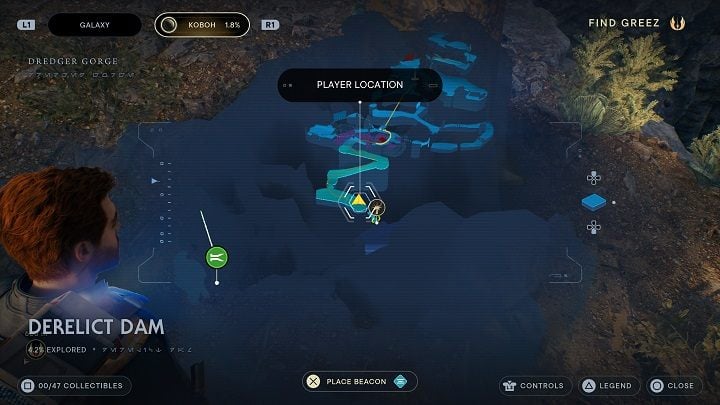 After using the winding path leading deep into the derelict dam, you will encounter three opponents - a B2 battle droid and two regular raiders - Jedi Survivor: Derelict Dam - list of secrets, part 1 - Koboh - Star Wars Jedi Survivor guide