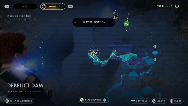 Being further down the road, in the aforementioned cavity by the Gorocco nest, glance to the right - Jedi Survivor: Derelict Dam - list of secrets, part 1 - Koboh - Star Wars Jedi Survivor guide