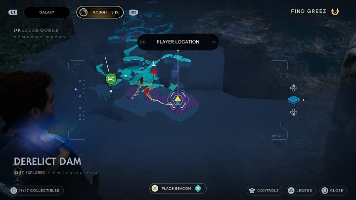 There you will find a chest that contains a hairstyle for Cal - mullet - Jedi Survivor: Derelict Dam - list of secrets, part 1 - Koboh - Star Wars Jedi Survivor guide