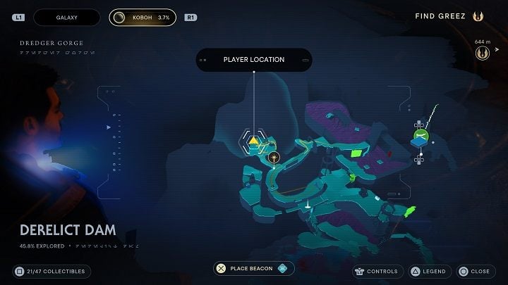 Opposite the chest with anodized metal, in the corner of the room near the door, you will find another priorite shard - Jedi Survivor: Derelict Dam - list of secrets, part 1 - Koboh - Star Wars Jedi Survivor guide