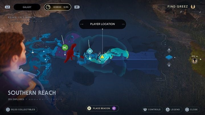 After the cutscene, you will come across a small tree while going down the path - Jedi Survivor: Southern Reach - list of secrets, part 1 - Koboh - Star Wars Jedi Survivor guide