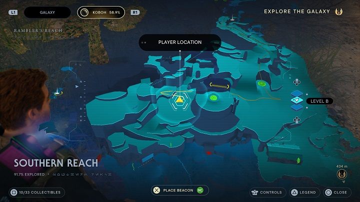 Return to the previously mentioned rope - at the bottom is Gorocco, after defeating which you will receive a lot of experience points - Jedi Survivor: Southern Reach - list of secrets, part 1 - Koboh - Star Wars Jedi Survivor guide