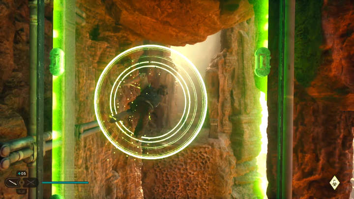 After you and Merrin manage to get out of the collapsed tunnel, you are to come out and start running away from the huge drilling machine - Star Wars Jedi Survivor: Bring Contact Codes to Cere - Walkthorugh - Star Wars Jedi Survivor guide