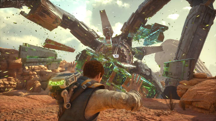 When you are back on firm ground, cooperate with Merrin (use the force) to finish off the drilling machine - Star Wars Jedi Survivor: Bring Contact Codes to Cere - Walkthorugh - Star Wars Jedi Survivor guide