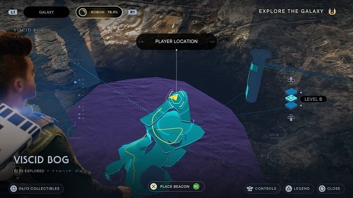 In the area of the previous secret, you can locate a rock to climb higher - Jedi Survivor: Viscid Bog - list of secrets - Koboh - Star Wars Jedi Survivor guide