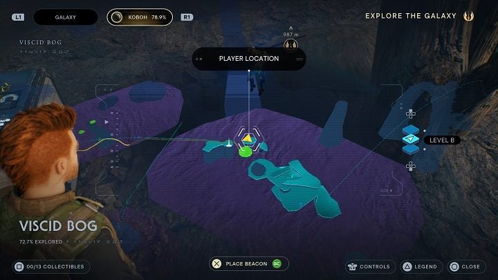 Starting from the meditation site, look around looking down - Jedi Survivor: Viscid Bog - list of secrets - Koboh - Star Wars Jedi Survivor guide