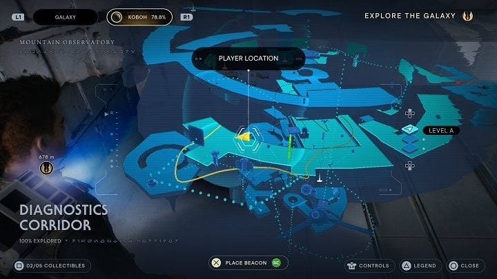 After collecting the essence, jump down - Jedi Survivor: Diagnostics Corridor - list of secrets - Koboh - Star Wars Jedi Survivor guide