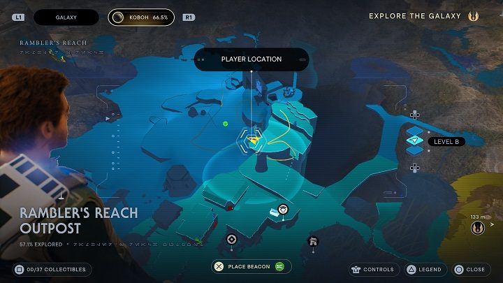 At the top, proceed in the direction of the bird perched on a cliff - Jedi Survivor: Hunters Quarry - list of secrets - Koboh - Star Wars Jedi Survivor guide