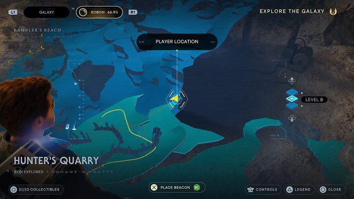 Staying close to the edge, proceed right to the end of the path - Jedi Survivor: Hunters Quarry - list of secrets - Koboh - Star Wars Jedi Survivor guide