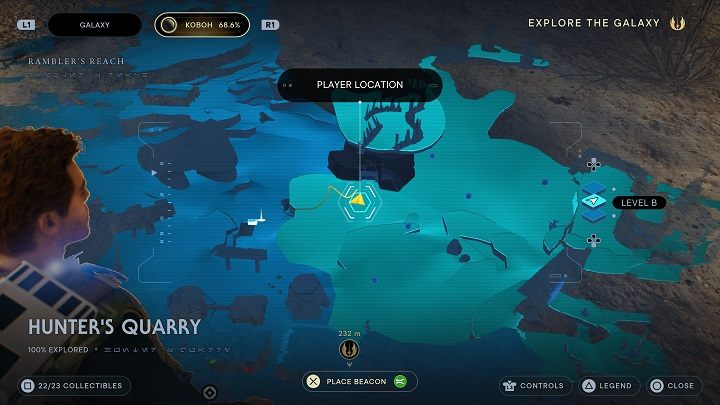 The entrance to Sodden Grotto can be found in the Hunter's Quarry region - Jedi Survivor: Sodden Grotto - list of secrets - Koboh - Star Wars Jedi Survivor guide