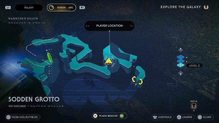 Behind the dead Gorgers there is a gap that you can go through - Jedi Survivor: Sodden Grotto - list of secrets - Koboh - Star Wars Jedi Survivor guide