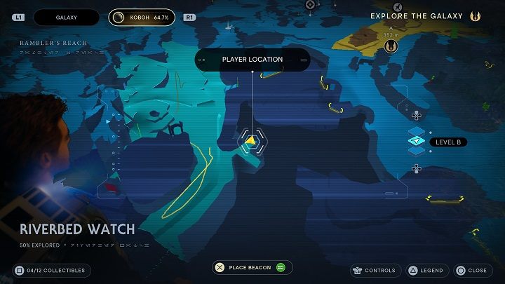 Not far from the burrowing droid, there is a cave that the droid uses as his escape route - Jedi Survivor: Riverbed Watch - list of secrets - Koboh - Star Wars Jedi Survivor guide