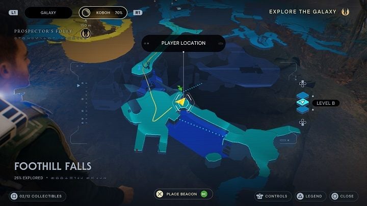 Look for the databank near the flying creature found nearby - Jedi Survivor: Foothilll Falls - list of secrets - Koboh - Star Wars Jedi Survivor guide