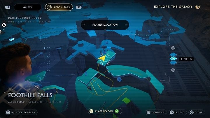 Directly opposite the previous collectible there is a chest containing an appearance item - Jedi Survivor: Foothilll Falls - list of secrets - Koboh - Star Wars Jedi Survivor guide