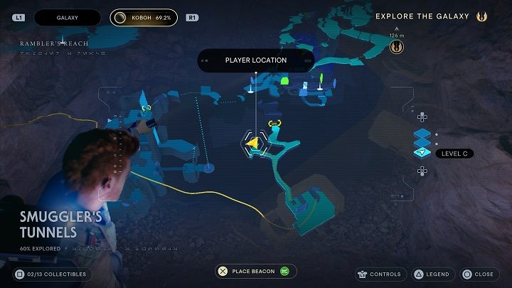 Get through the green barrier and jump down - Jedi Survivor: Smugglers Tunnels - list of secrets - Koboh - Star Wars Jedi Survivor guide