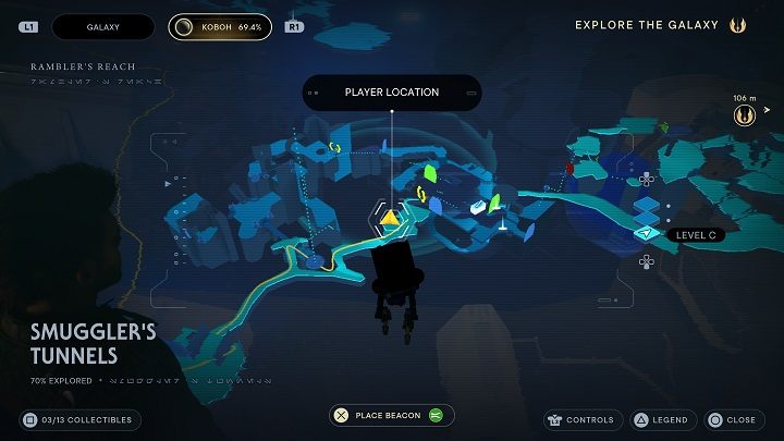 Continue walking the only path until you reach a lighted room - Jedi Survivor: Smugglers Tunnels - list of secrets - Koboh - Star Wars Jedi Survivor guide