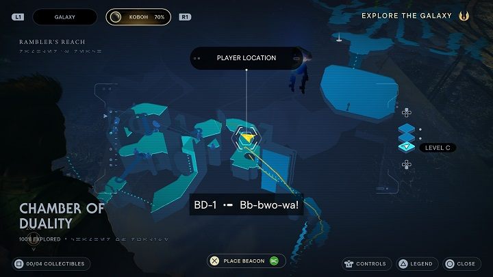 Before you go through the gap to the central part of the chamber, you can scan the structure you've passed before - Jedi Survivor: Chamber of Duality - list of secrets - Koboh - Star Wars Jedi Survivor guide