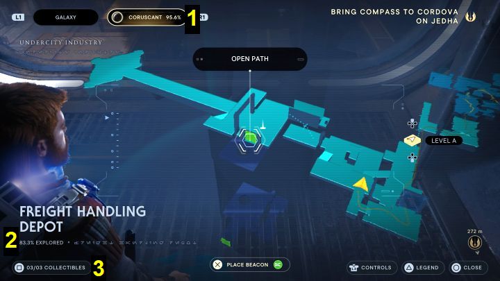 On the holographic map you can read important information - Star Wars Jedi Survivor: How to complete a planet in 100%? - Explore - Star Wars Jedi Survivor guide