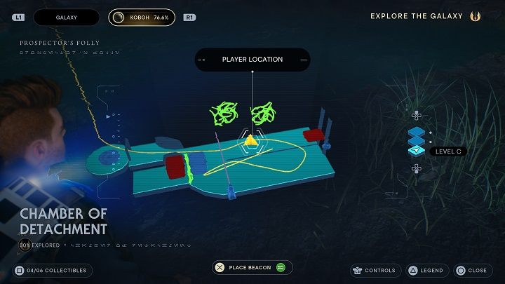 Then you must use BD-1's skill and burn the dark growth - like in the picture above - Jedi Survivor: Chamber of Detachment - list of secrets - Koboh - Star Wars Jedi Survivor guide