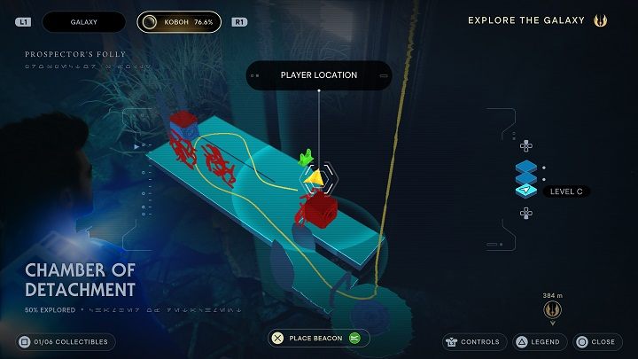 After moving deeper in the chamber, head immediately to the right - Jedi Survivor: Chamber of Detachment - list of secrets - Koboh - Star Wars Jedi Survivor guide