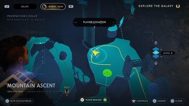 Jump down in front of the chest and walk ahead - Jedi Survivor: Mountain Ascent - list of secrets - Koboh - Star Wars Jedi Survivor guide