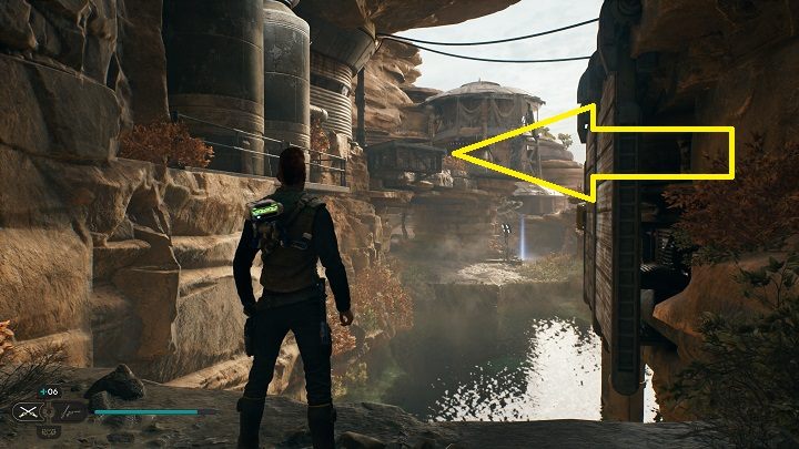 Get back to the wall and run along it to jump onto the nearby ledge - Jedi Survivor: Mountain Ascent - list of secrets - Koboh - Star Wars Jedi Survivor guide