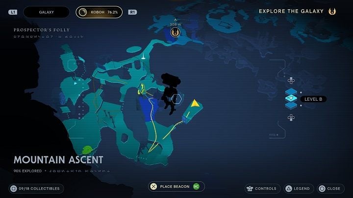 Go back up the hill to the path you took previously to get here and watch out for a group of enemies - Jedi Survivor: Mountain Ascent - list of secrets - Koboh - Star Wars Jedi Survivor guide