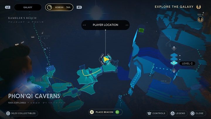 After scanning the computer, hack the device in the middle of the room - Jedi Survivor: PhonQi Caverns - list of secrets (part 2) - Koboh - Star Wars Jedi Survivor guide