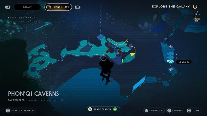You will end up in a cave with a bomb and a new databank entry - Jedi Survivor: PhonQi Caverns - list of secrets (part 2) - Koboh - Star Wars Jedi Survivor guide
