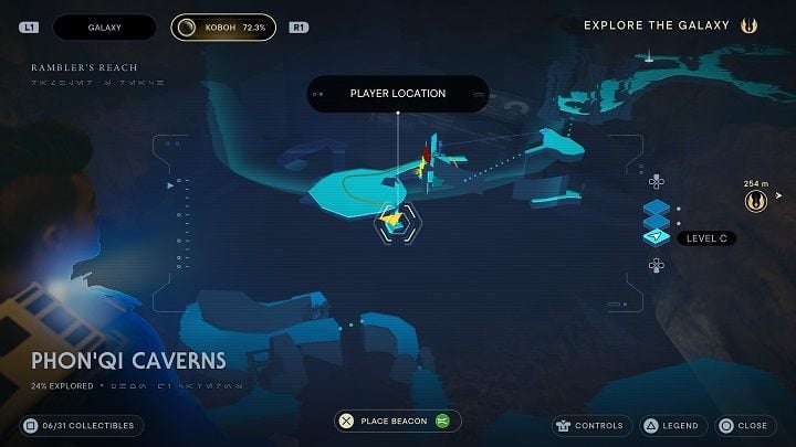 You will open a passage to the bottom - there is a chest with a cosmetic element - Jedi Survivor: PhonQi Caverns - list of secrets (part 1) - Koboh - Star Wars Jedi Survivor guide