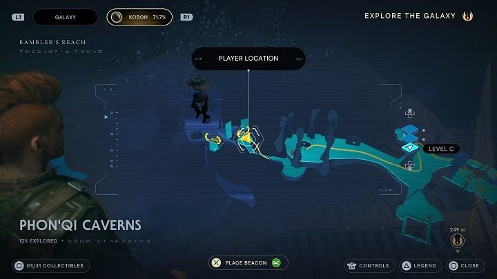 Then head straight ahead and lift the structure covering the opening - Jedi Survivor: PhonQi Caverns - list of secrets (part 1) - Koboh - Star Wars Jedi Survivor guide