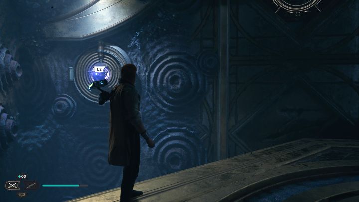 On the left side, you can use the Force pull, so Cal will catch the orb - Jedi Survivor: Chamber of Duality on Koboh - Puzzles - Star Wars Jedi Survivor guide