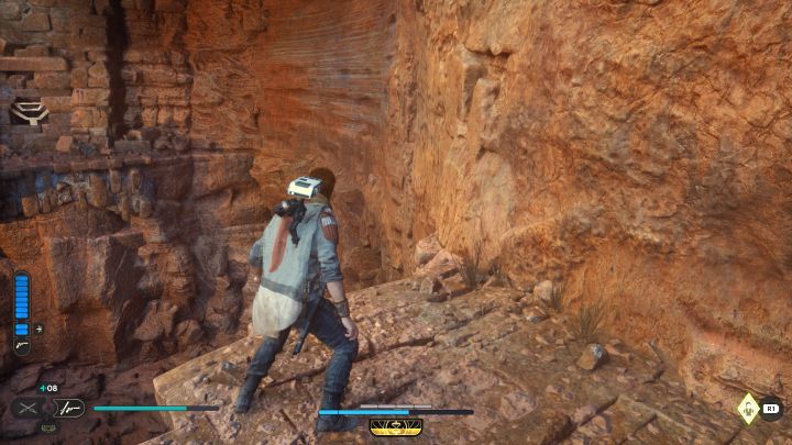 In the place where the stormtrooper stood you can perform a long wall run - Jedi Survivor: Path of Restoration (Jedha) - puzzles - Puzzles - Star Wars Jedi Survivor guide