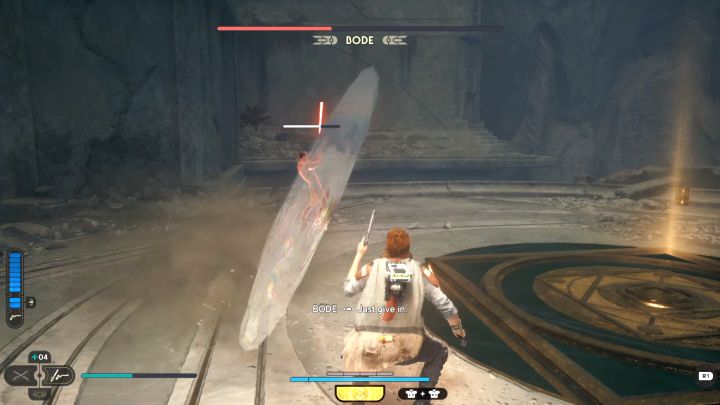Bode, on the other hand, will begin to use the most serious attacks and these include a series of shockwaves (usually, 4) - Jedi Survivor: How to defeat the final boss - Bode Akuna? - Bosses - Star Wars Jedi Survivor guide