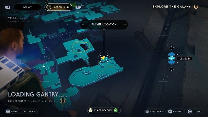 There are large containers and devices in the area - Priorite Shard will be lying on one of them - Jedi Survivor: Loading Gantry - list of secrets - Koboh - Star Wars Jedi Survivor guide