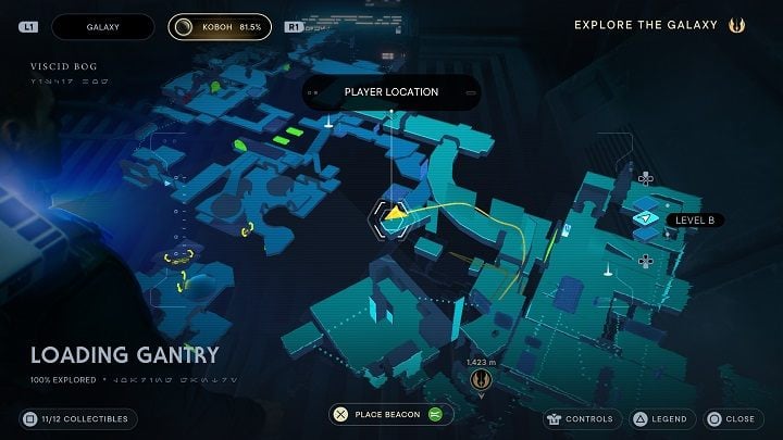 After overcoming a series of challenges, you will end up on land near a chest - Jedi Survivor: Loading Gantry - list of secrets - Koboh - Star Wars Jedi Survivor guide