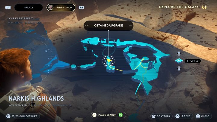 From where you found the previous secret, do a wall run - Jedi Survivor: Narkis Highlands on Jedha - list of secrets - Jedha - Star Wars Jedi Survivor guide