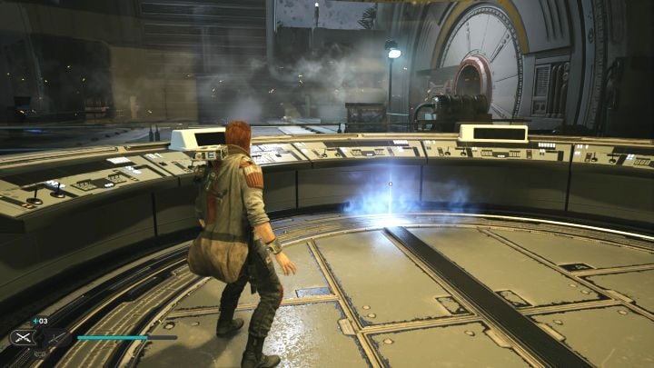 After acquiring the previous collectible, return to the lower level, bypass the large stream of energy, and reach the control room from where you can see the mining cannon - Jedi Survivor: Array Channel on Shattered Moon - list of secrets - Shattered Moon - Star Wars Jedi Survivor guide