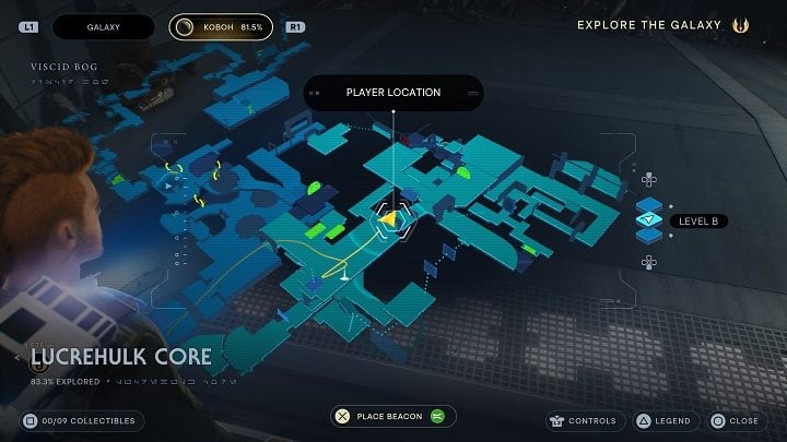 Starting from the meditation point called Hangar Rafters, head through the opposite door - Jedi Survivor: Lucrehulk Core - list of secrets - Koboh - Star Wars Jedi Survivor guide