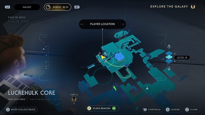 After using it, immediately go to the left and go all the way to the end - Jedi Survivor: Lucrehulk Core - list of secrets - Koboh - Star Wars Jedi Survivor guide